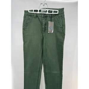 Studio Blue Womens Stretch High Rise Campsite Pants Ankle Tapered Size 27P Green